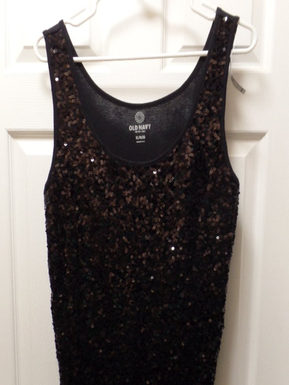 *NWT* Old Navy XL 18 20 16 BLACK JACK Sequin Front Tank Top SPARKLE